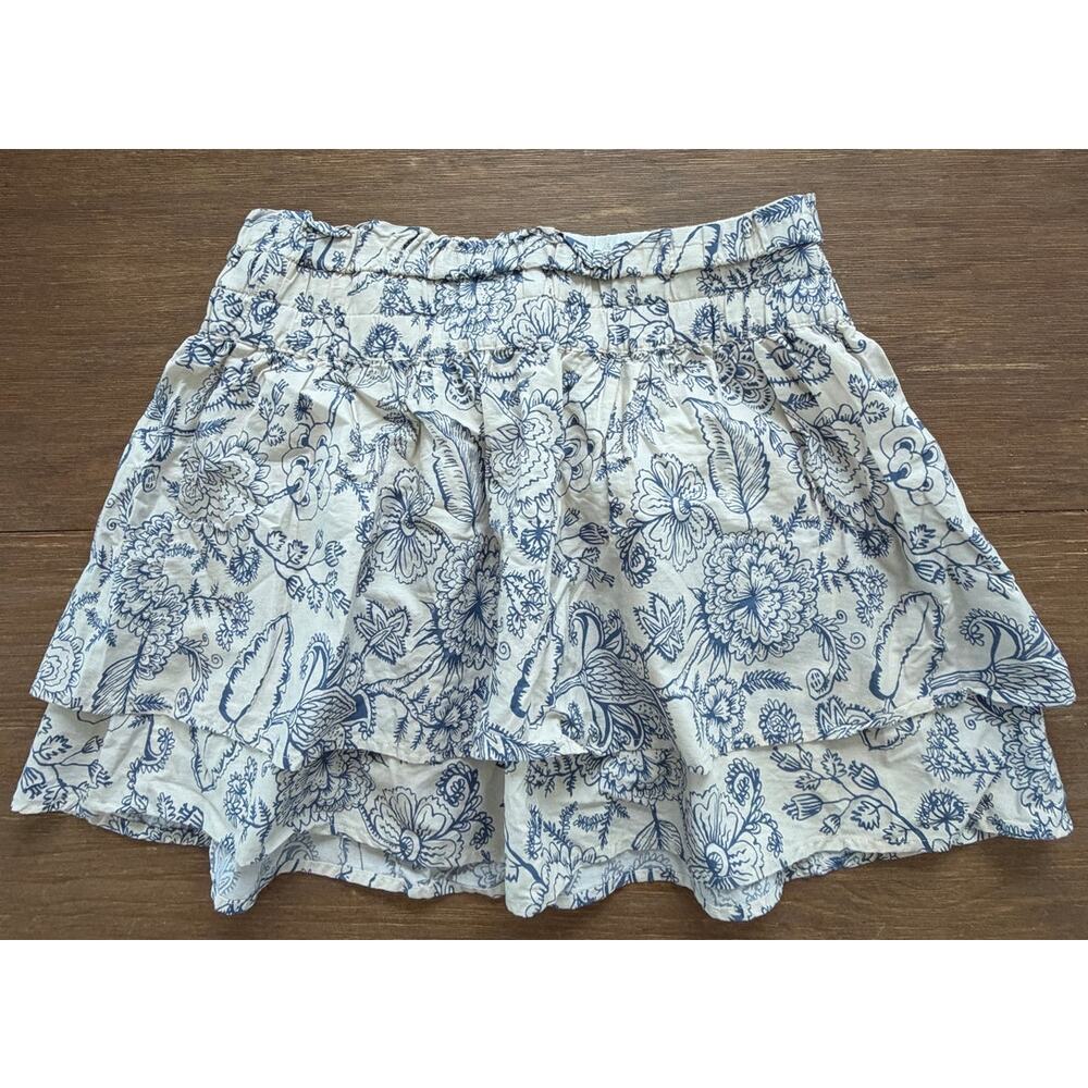 GEF France Blue White Floral Print Cotton Pull-On Shorts Women’s XL Cottagecore